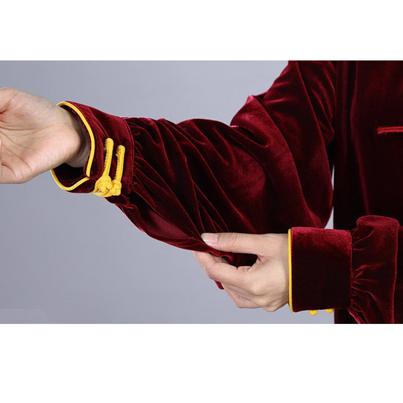 Buddha Stones 2-teiliges Herbst-Winter-Tai-Chi-Qigong-Praxis-Unisex-Meditations-Velours-Kleidungsset mit Froschknopf - image 10