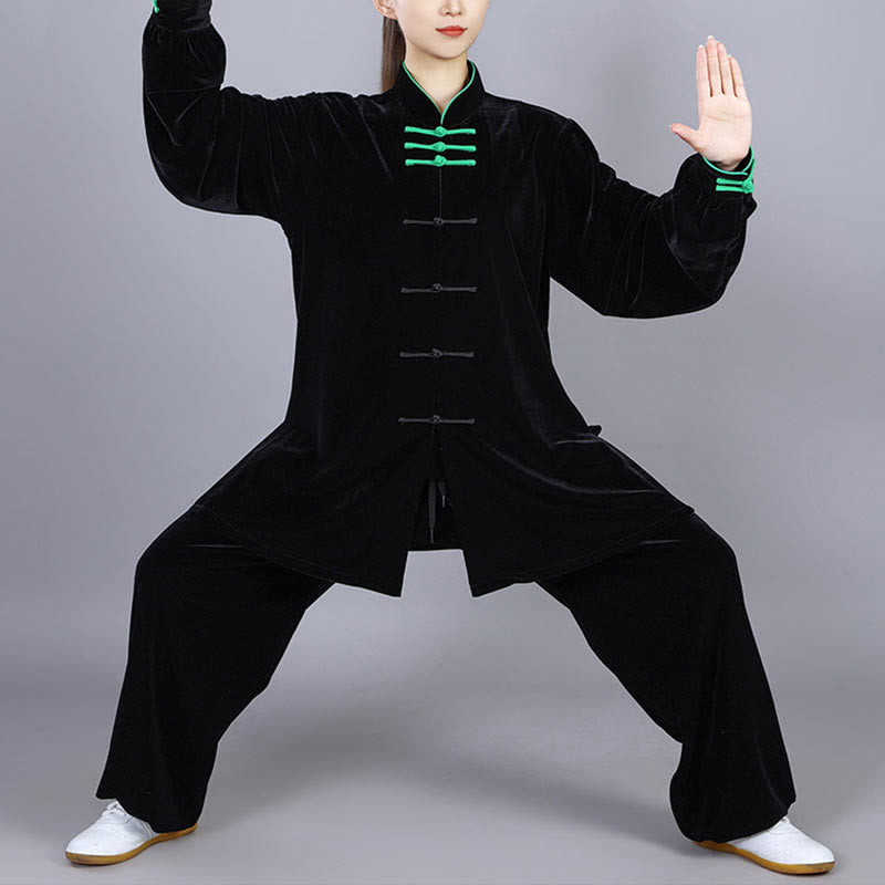 Buddha Stones 2-teiliges Herbst-Winter-Tai-Chi-Qigong-Praxis-Unisex-Meditations-Velours-Kleidungsset mit Froschknopf - image 18