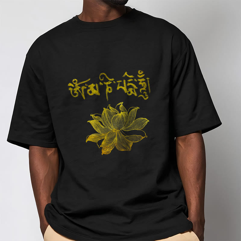 Buddha Stones Golden Lotus Sanskrit Tee T-Shirt - image 2