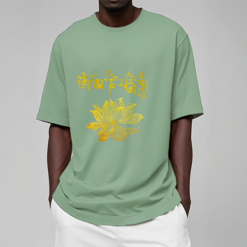 Buddha Stones Golden Lotus Sanskrit Tee T-Shirt - image 14
