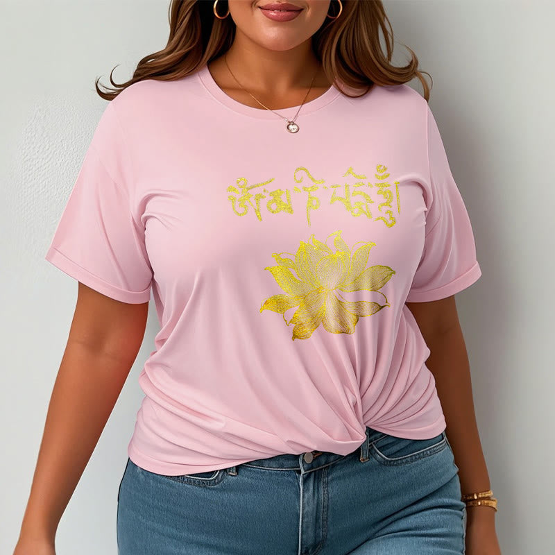 Buddha Stones Golden Lotus Sanskrit Tee T-Shirt - image 12