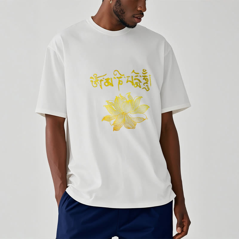 Buddha Stones Golden Lotus Sanskrit Tee T-Shirt - image 6