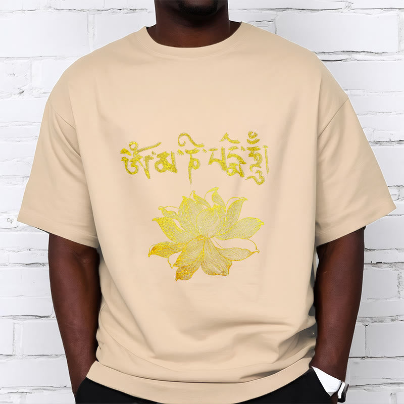 Buddha Stones Golden Lotus Sanskrit Tee T-Shirt - image 18