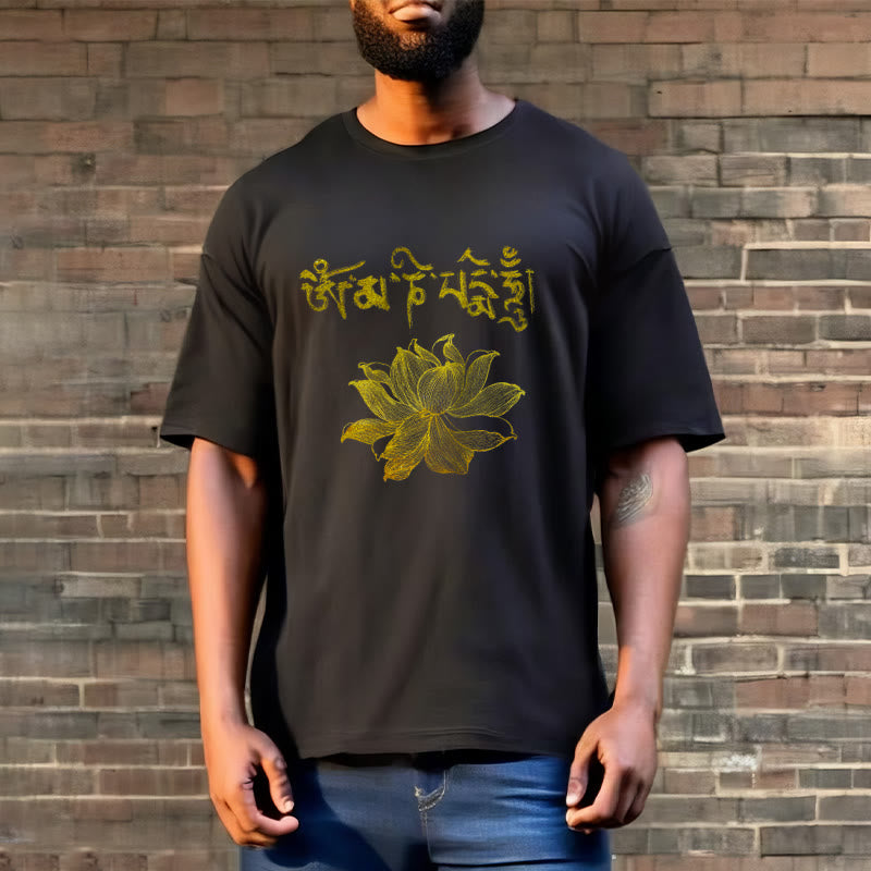 Buddha Stones Golden Lotus Sanskrit Tee T-Shirt - image 1