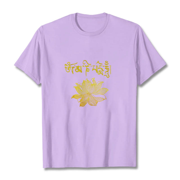 Buddha Stones Golden Lotus Sanskrit Tee T-Shirt - Pflaume - 2XL - image 15