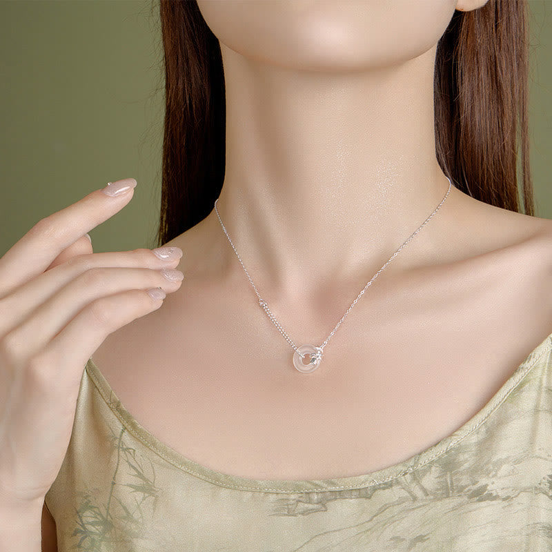 Buddha Stones 925 Sterling Silber Tulpe Chalcedon Frieden Schnalle Glück Halskette Anhänger - image 3