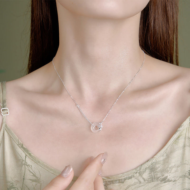 Buddha Stones 925 Sterling Silber Tulpe Chalcedon Frieden Schnalle Glück Halskette Anhänger - image 9