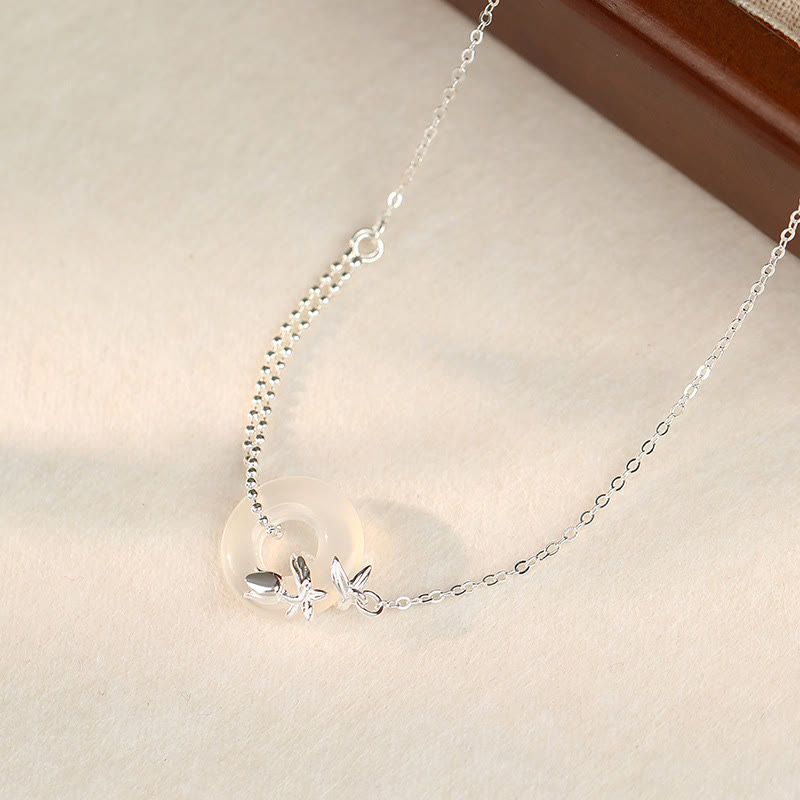 Buddha Stones 925 Sterling Silber Tulpe Chalcedon Frieden Schnalle Glück Halskette Anhänger - image 2