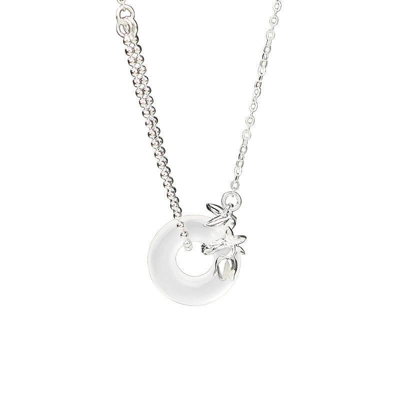 Buddha Stones 925 Sterling Silber Tulpe Chalcedon Frieden Schnalle Glück Halskette Anhänger - image 1