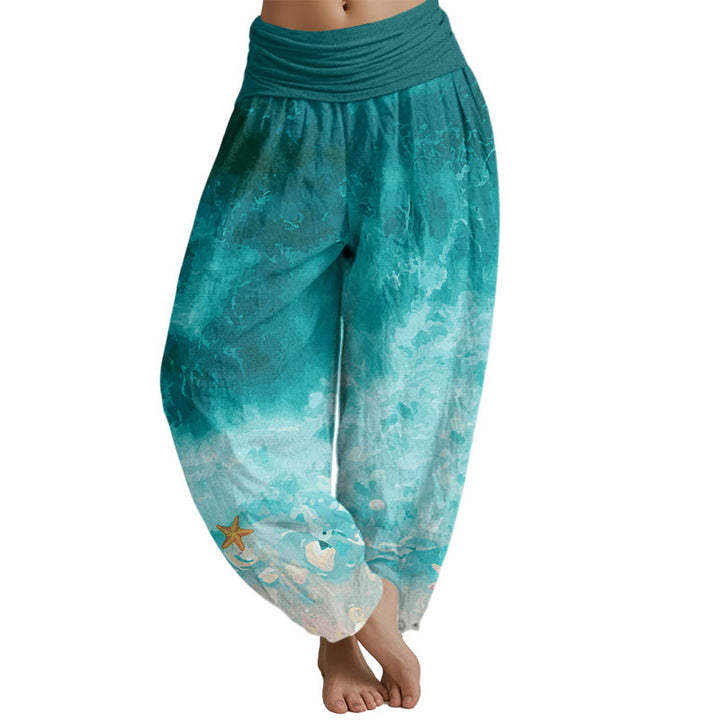 Buddha Stones Vast Ocean Pattern Damen Haremshose mit elastischer Taille