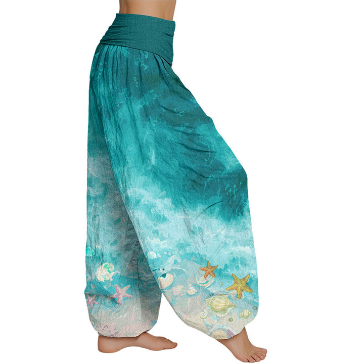 Buddha Stones Vast Ocean Pattern Damen Haremshose mit elastischer Taille