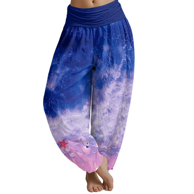 Buddha Stones Vast Ocean Pattern Damen Haremshose mit elastischer Taille