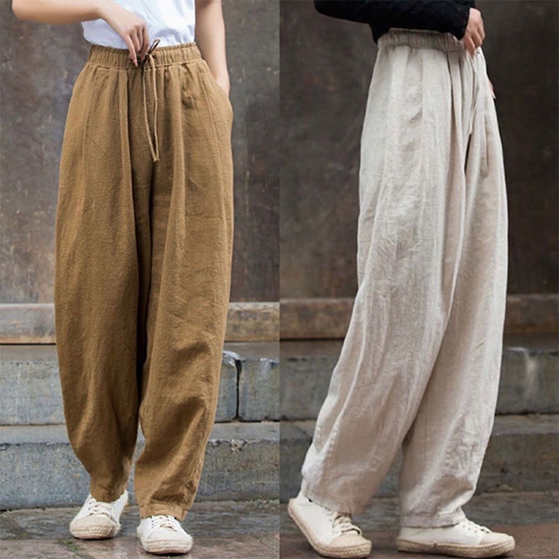 Buddha Stones Plain Design Baumwolle Damenhose - image 1
