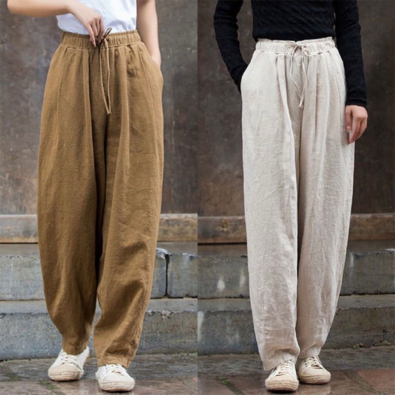 Buddha Stones Plain Design Baumwolle Damenhose - image 0
