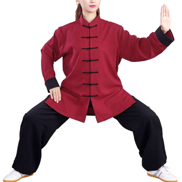 Buddha Stones 2-teiliges Herbst-Winter-Kleidungsset mit Frosch-Knopf, Tai Chi, Meditation, Qigong, Zen-Praxis, Unisex, Baumwolle, Leinen - image 10
