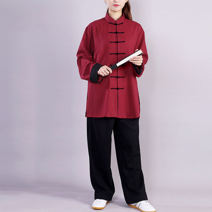 Buddha Stones 2-teiliges Herbst-Winter-Kleidungsset mit Frosch-Knopf, Tai Chi, Meditation, Qigong, Zen-Praxis, Unisex, Baumwolle, Leinen - image 4