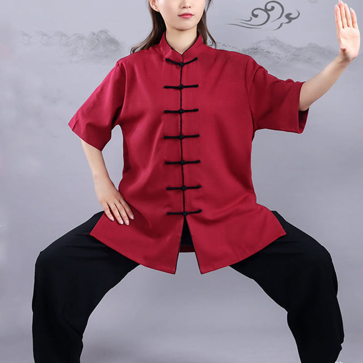 Buddha Stones 2-teiliges Herbst-Winter-Kleidungsset mit Frosch-Knopf, Tai Chi, Meditation, Qigong, Zen-Praxis, Unisex, Baumwolle, Leinen - image 13