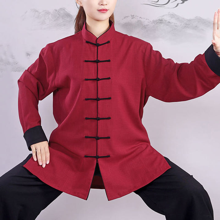 Buddha Stones 2-teiliges Herbst-Winter-Kleidungsset mit Frosch-Knopf, Tai Chi, Meditation, Qigong, Zen-Praxis, Unisex, Baumwolle, Leinen - image 2