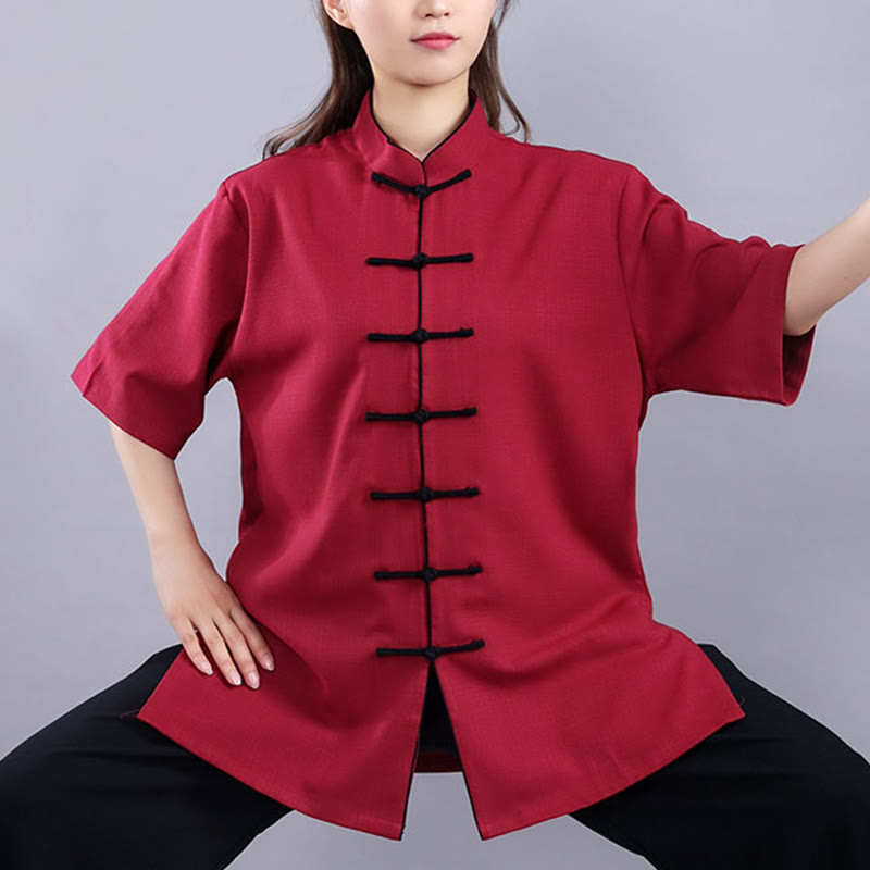Buddha Stones 2-teiliges Herbst-Winter-Kleidungsset mit Frosch-Knopf, Tai Chi, Meditation, Qigong, Zen-Praxis, Unisex, Baumwolle, Leinen - image 12