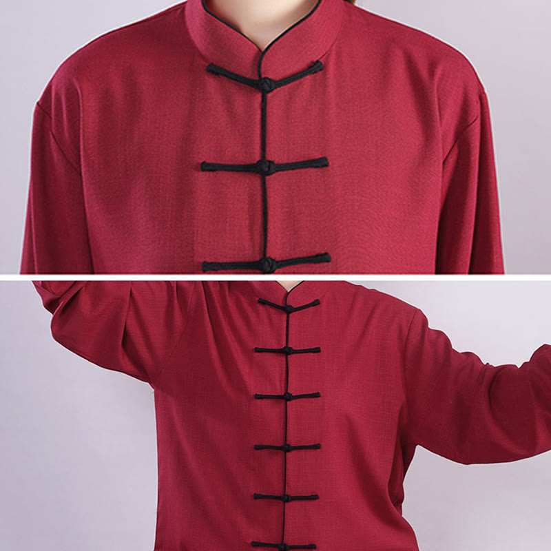 Buddha Stones 2-teiliges Herbst-Winter-Kleidungsset mit Frosch-Knopf, Tai Chi, Meditation, Qigong, Zen-Praxis, Unisex, Baumwolle, Leinen - image 8