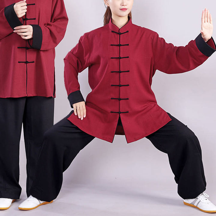 Buddha Stones 2-teiliges Herbst-Winter-Kleidungsset mit Frosch-Knopf, Tai Chi, Meditation, Qigong, Zen-Praxis, Unisex, Baumwolle, Leinen - image 3