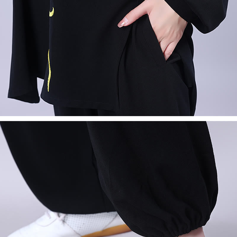 Buddha Stones, 2-teilig, Herbst-Stickerei, Drachen-/Frosch-Knopf, Tai Chi, Meditation, Qigong, Zen-Praxis, Unisex-Baumwoll-Kleidungsset - image 7