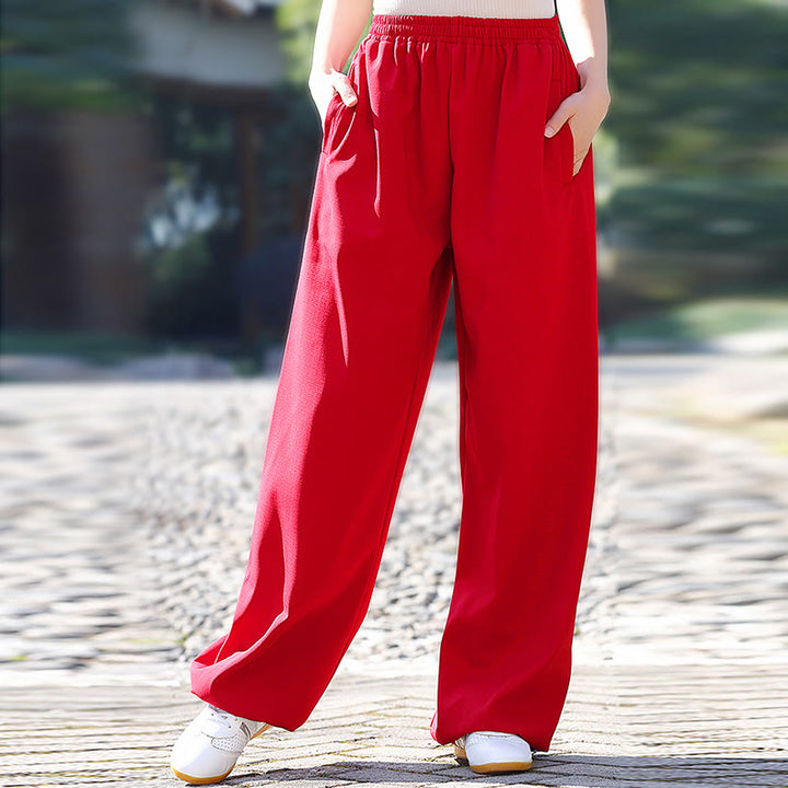 Buddha Stones Herbst/Winter Unisex-Hose mit elastischem Bund für Tai Chi/Qigong-Übungen, Baumwoll-Leinen-Fleece-Futter mit Taschen - image 7