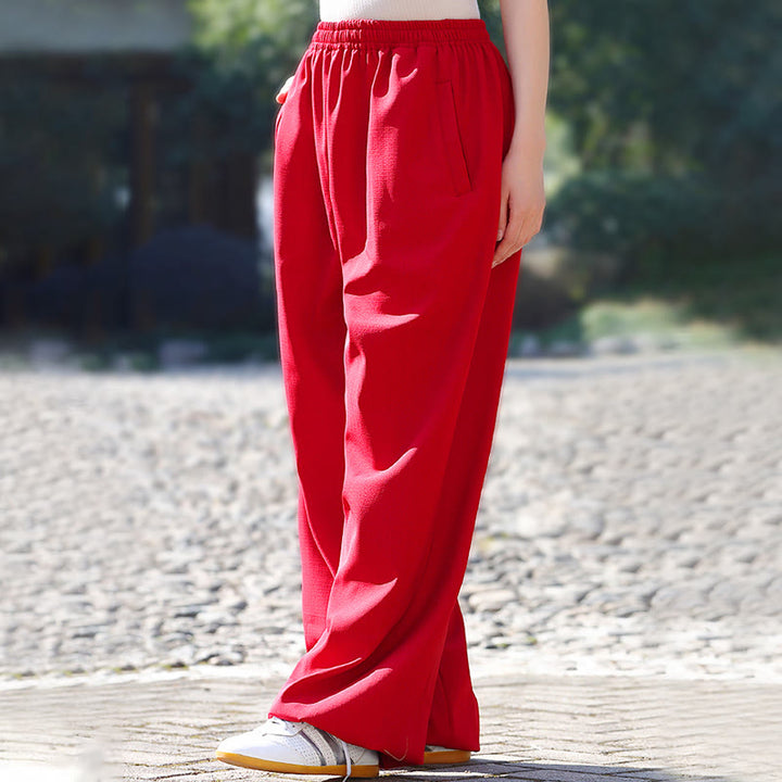 Buddha Stones Herbst/Winter Unisex-Hose mit elastischem Bund für Tai Chi/Qigong-Übungen, Baumwoll-Leinen-Fleece-Futter mit Taschen - image 8