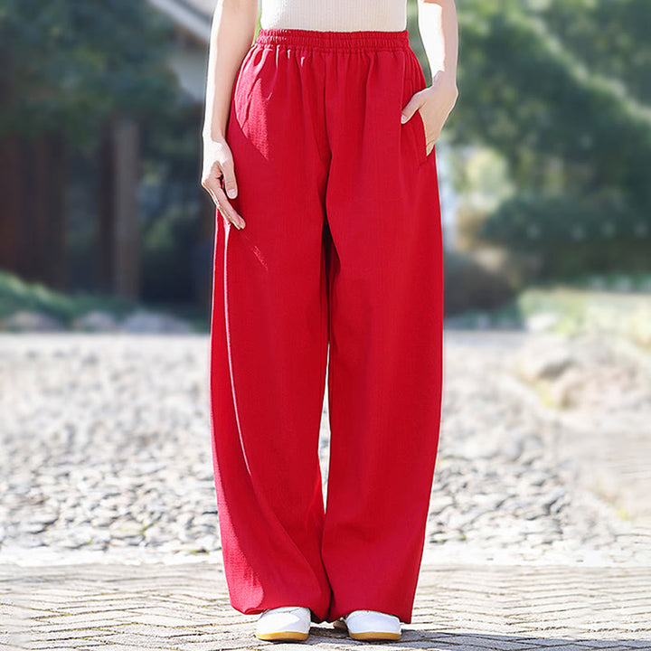 Buddha Stones Herbst/Winter Unisex-Hose mit elastischem Bund für Tai Chi/Qigong-Übungen, Baumwoll-Leinen-Fleece-Futter mit Taschen - image 6