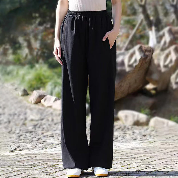 Buddha Stones Herbst/Winter Unisex-Hose mit elastischem Bund für Tai Chi/Qigong-Übungen, Baumwoll-Leinen-Fleece-Futter mit Taschen - image 13