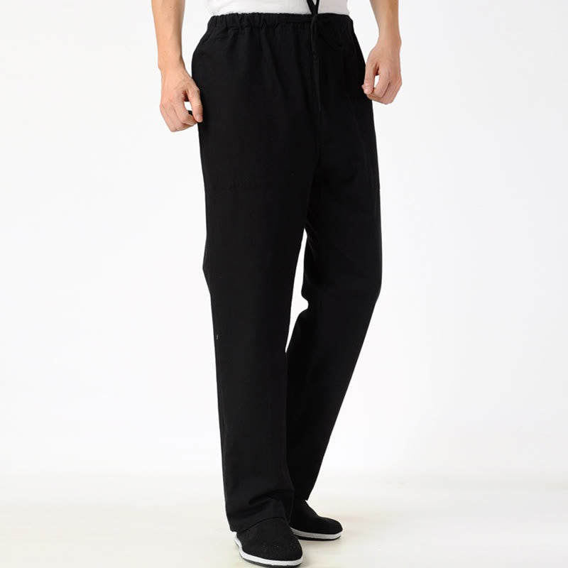 Buddha Stones Fall Einfarbige Herrenhose mit Kordelzug und Taschen - Schwarz - US/ UK/AU44, EU54 (4XL) - image 3