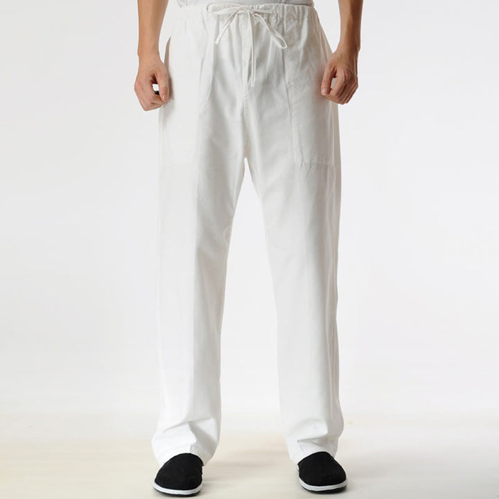 Buddha Stones Fall Einfarbige Herrenhose mit Kordelzug und Taschen - Weiß - US/ UK/AU44, EU54 (4XL) - image 6