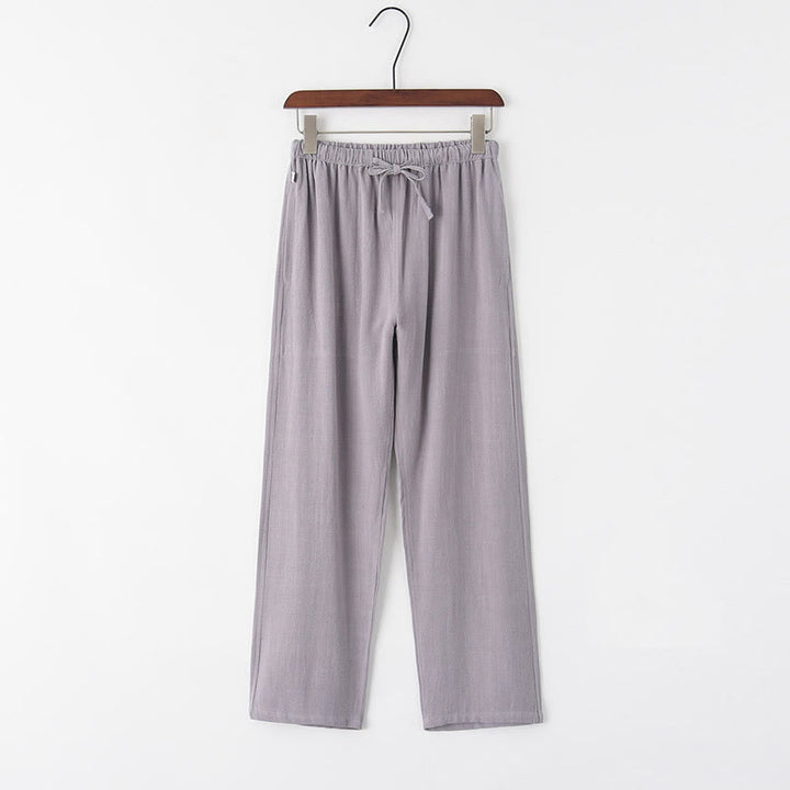 Buddha Stones Frühling Sommer Einfarbige Herren Leinenhose mit Kordelzug und Taschen - Hellgrau - US/ UK/AU44，EU54 (4XL) - image 2