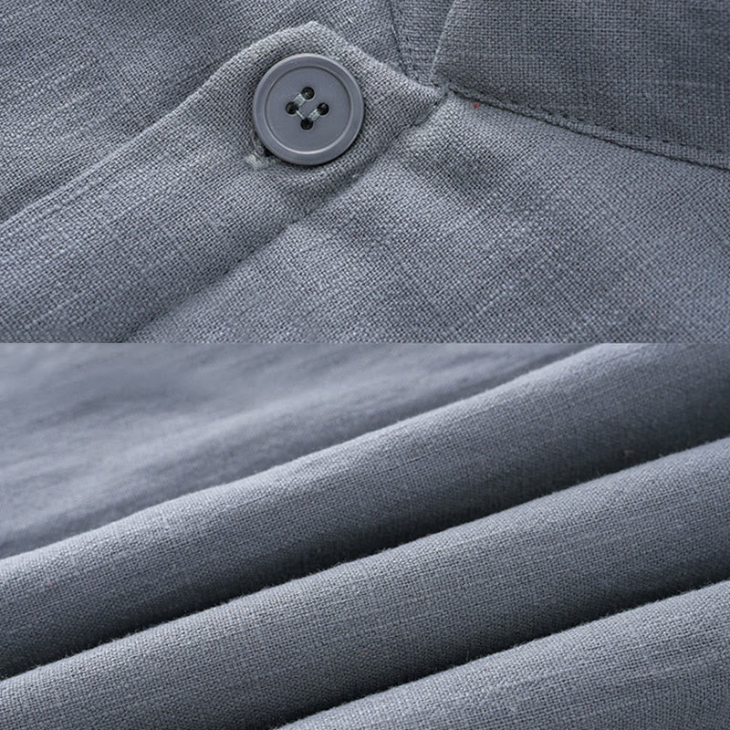 Buddha Stones Winter Herren Froschknopf Tang Anzug Leinen Baumwolle Fleece gefüttert Jacke Hemd mit Taschen - image 5