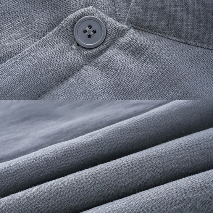 Buddha Stones Winter Herren Froschknopf Tang Anzug Leinen Baumwolle Fleece gefüttert Jacke Hemd mit Taschen - image 5