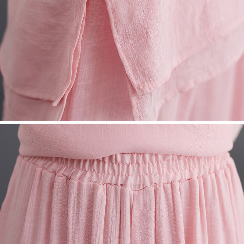 Buddha Stones 2-teiliges, einfarbiges Damen-Langarmshirt- und Hosen-Meditationskleidungsset - image 10