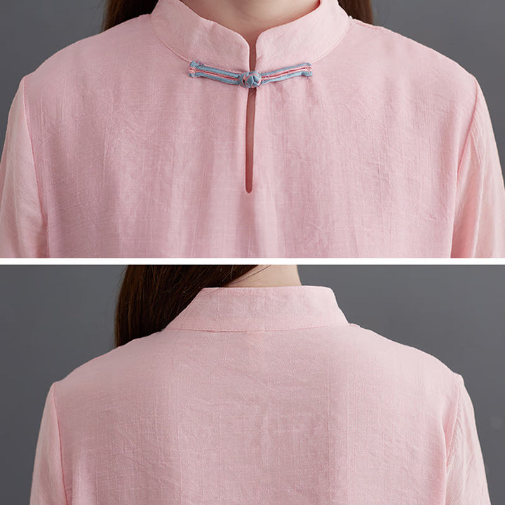 Buddha Stones 2-teiliges, einfarbiges Damen-Langarmshirt- und Hosen-Meditationskleidungsset - image 7