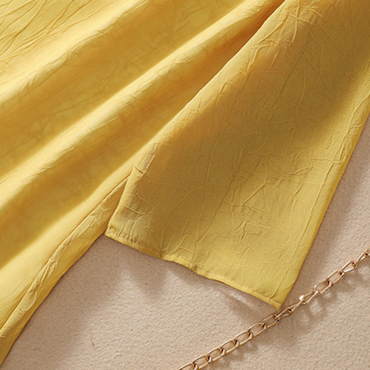 Buddha Stones Damen Hemdkleid mit Blumenstickerei und Froschknöpfen, weite Hose - image 8