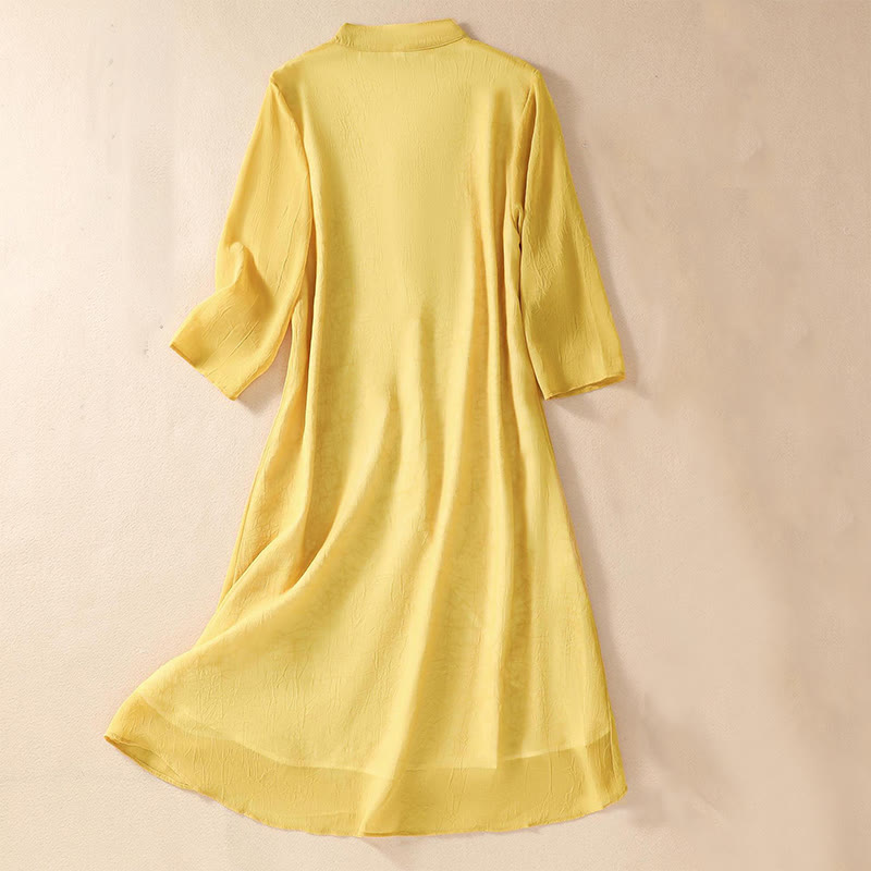 Buddha Stones Damen Hemdkleid mit Blumenstickerei und Froschknöpfen, weite Hose - image 2