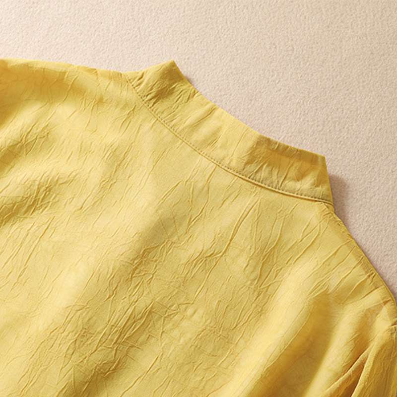 Buddha Stones Damen Hemdkleid mit Blumenstickerei und Froschknöpfen, weite Hose - image 7