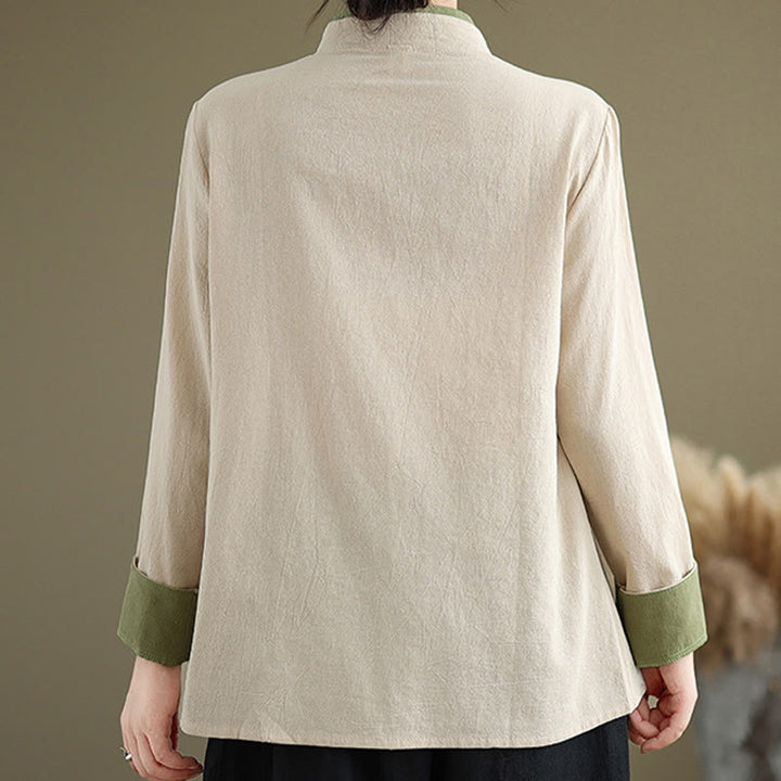 Buddha Stones Herbst Einfarbig Hanfu Langarm Schnürung Damenhemd - image 5