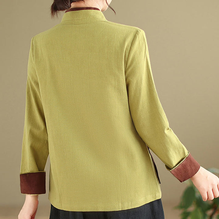 Buddha Stones Herbst Einfarbig Hanfu Langarm Schnürung Damenhemd - image 12