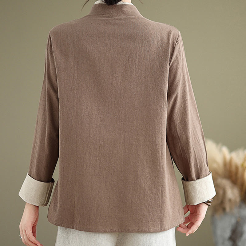 Buddha Stones Herbst Einfarbig Hanfu Langarm Schnürung Damenhemd - image 21