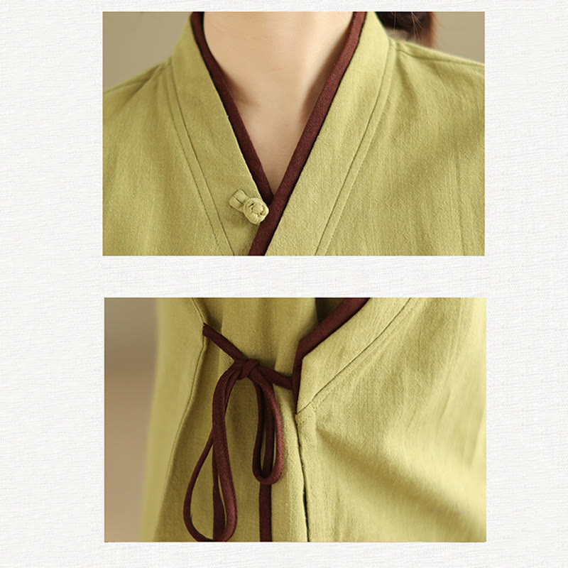 Buddha Stones Herbst Einfarbig Hanfu Langarm Schnürung Damenhemd - image 15