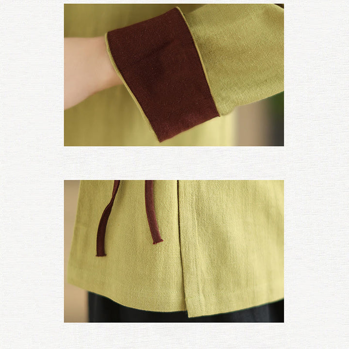 Buddha Stones Herbst Einfarbig Hanfu Langarm Schnürung Damenhemd - image 17