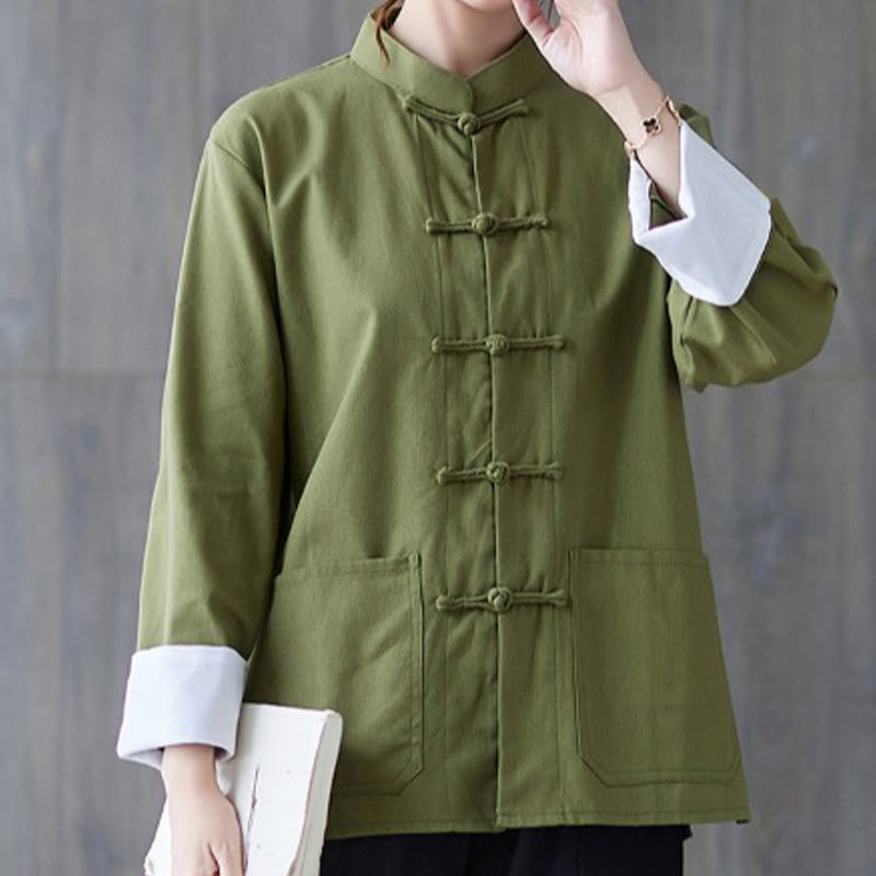 Buddha Stones Damen-Langarmshirt mit Froschknopfleiste und Hose – Meditationskleidung - Grünes Hemd - US8-10, UK/AU12-14, EU40-42 (2XL) - image 0