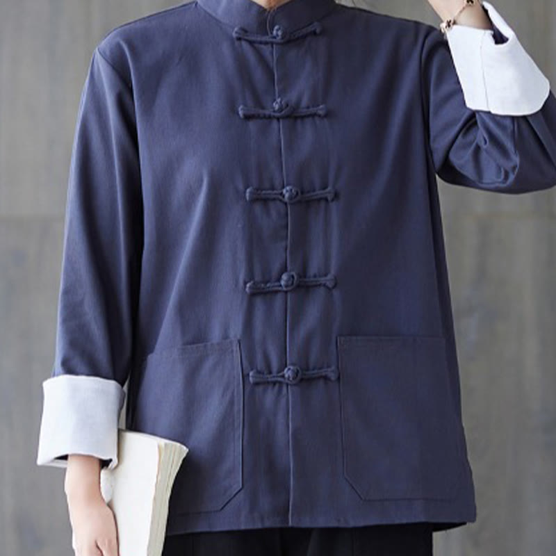 Buddha Stones Damen Frosch-Knopf Langarmshirt Hose Meditation Baumwolle Leinen Kleidung - image 17