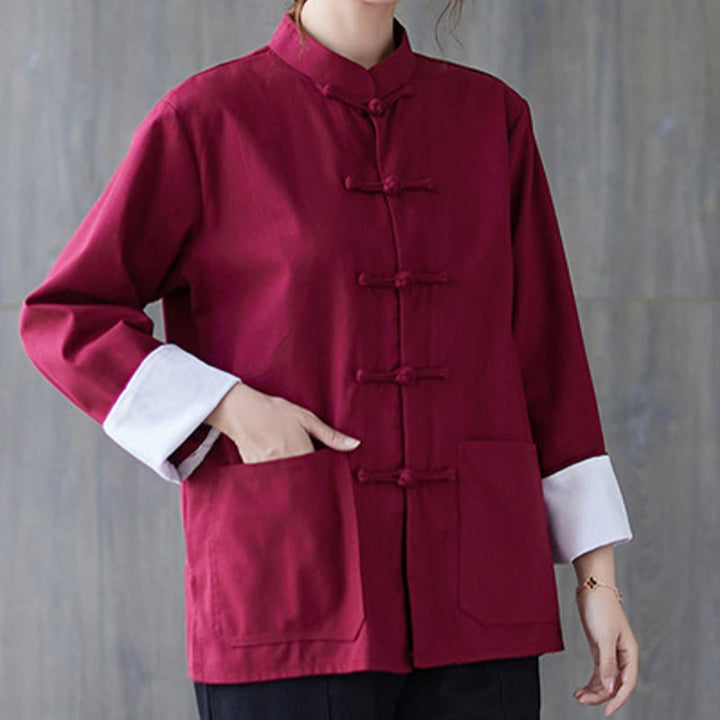 Buddha Stones Damen Frosch-Knopf Langarmshirt Hose Meditation Baumwolle Leinen Kleidung - image 8