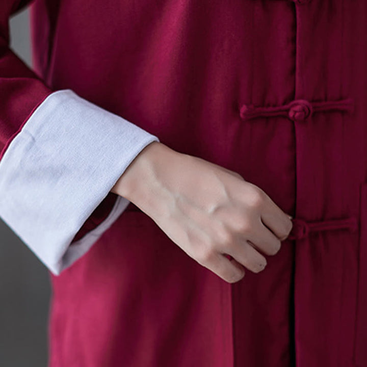 Buddha Stones Damen Frosch-Knopf Langarmshirt Hose Meditation Baumwolle Leinen Kleidung - image 12