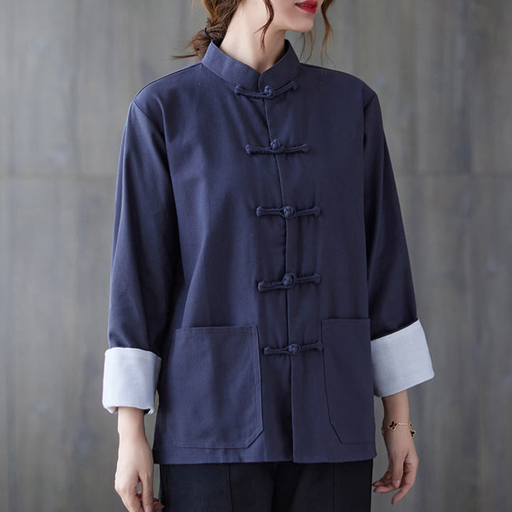 Buddha Stones Damen-Langarmshirt mit Froschknopfleiste und Hose – Meditationskleidung - image 15
